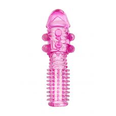Гелевая розовая насадка с шариками и шипами - 14 см.