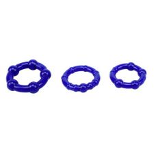 Набор из 3 синих стимулирующих колец Beaded Cock Rings