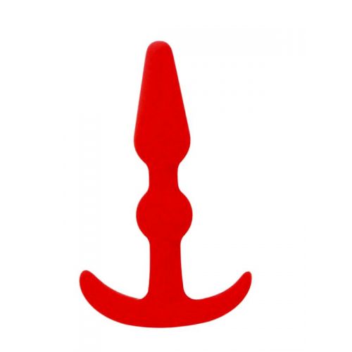 Красная анальная втулка T-SHAPE SILICONE BUTT PLUG RED - 8,9 см.