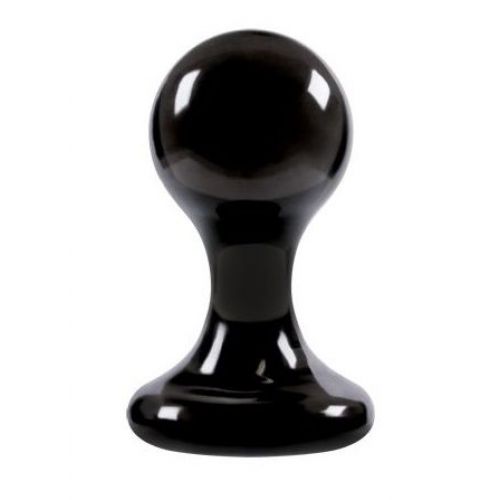 Большая чёрная анальная пробка Luna Balls на присоске - 9,5 см.