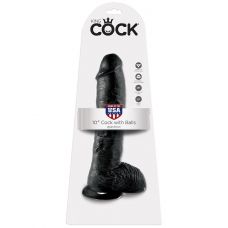 Фаллоимитатор с мошонкой  King Cock на присоске Cock with Balls 10, чёрный 25,4 см