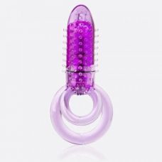 Фиолетовое виброкольцо с подхватом мошонки DOUBLE O 8 PURPLE