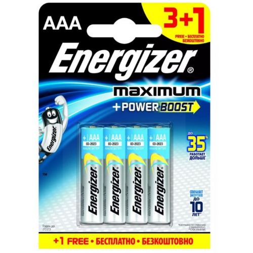 Батарейки Energizer MAX типа E92/AAA - 4 шт. (3+1 в подарок) Батарейки Energizer MAX типа E92/AAA - 4 шт. (3+1 в подарок)