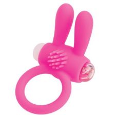 Розовое эрекционное виброкольцо A-toys с ушками