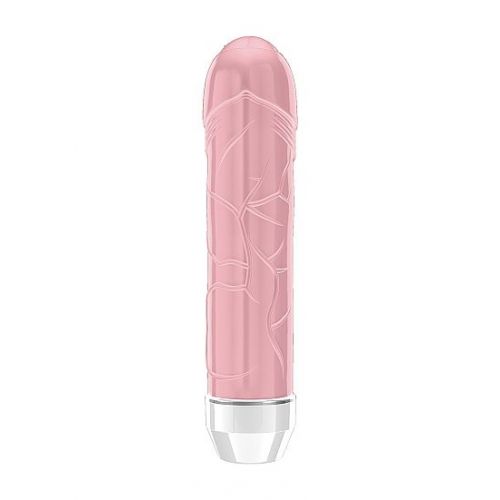 Розовый вибратор Lenore с тонкими венками - 14,5 см.