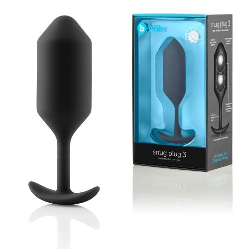 Чёрная пробка для ношения B-vibe Snug Plug 3 - 12,7 см.