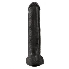 Фаллоимитатор с мошонкой  King Cock на присоске Cock with Balls 15, чёрный  38 см