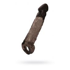 Чёрная насадка на пенис Tс подхватом - 19,5 см.