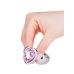 Серебристая анальная втулка с розовым кристаллом-сердцем - 7 см.