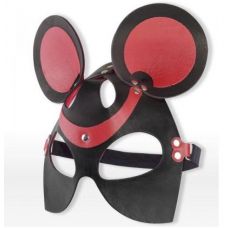 Черно-красная маска Мышка из кожи