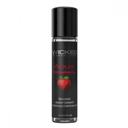 Лубрикант с ароматом клубники  WICKED AQUA Strawberry - 30 мл.