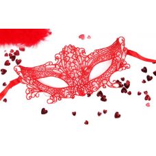 Красная ажурная текстильная маска  Марлен