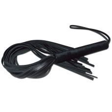 Чёрная кожаная плеть с жесткой ручкой - 63 см. Чёрная кожаная плеть с жесткой ручкой - 63 см.