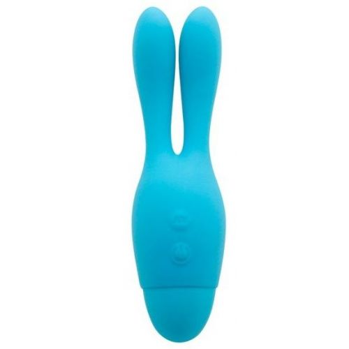 Голубой вибратор INDULGENCE Dream Bunny - 15 см.