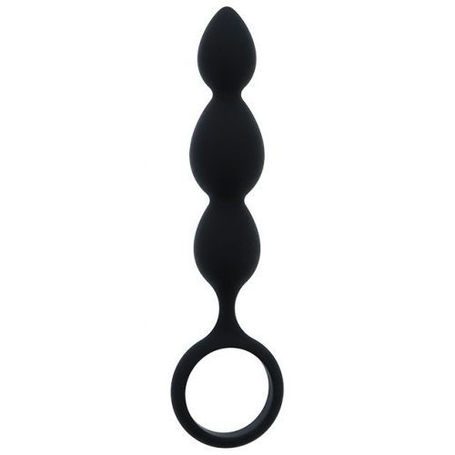 Черная анальная пробка-елочка SILICONE ANAL BEAD - 16,5 см.