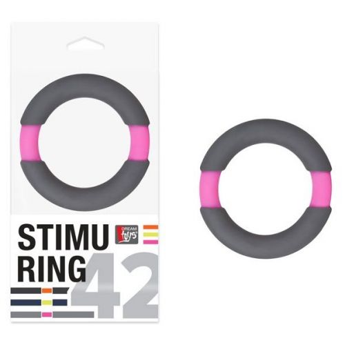 Серо-розовое эрекционное кольцо на пенис Neon Stimu