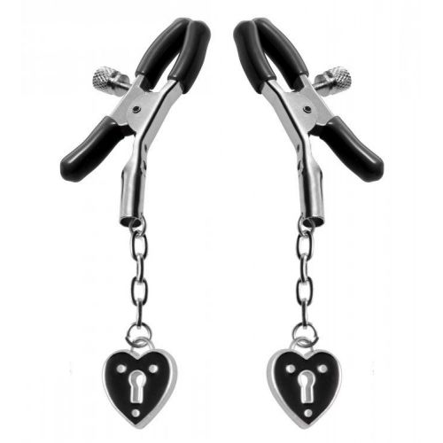 Зажимы на соски с подвесками-замками Charmed Heart Padlock Nipple Clamps