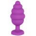 Фиолетовая анальная пробка Regular Ribbed Diamond Heart Plug - 7 см.