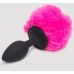 Черная анальная пробка с розовым хвостом Small Bunny Tail Butt Plug