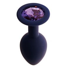 Черничная анальная пробка с фиолетовым кристаллом Gamma L - 9,4 см.