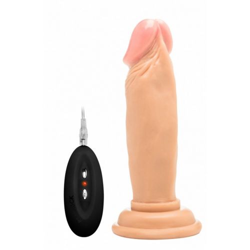 Телесный вибратор-реалистик Vibrating Realistic Cock 6  - 15 см.