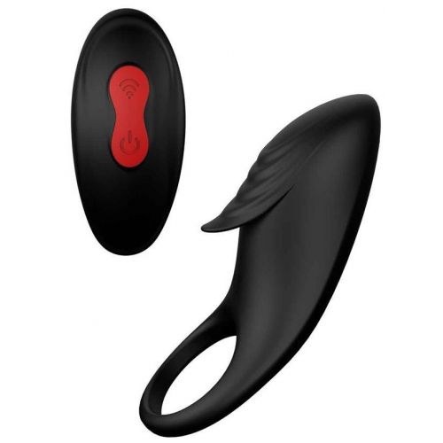 Черное эрекционное виброкольцо Remote Cockring