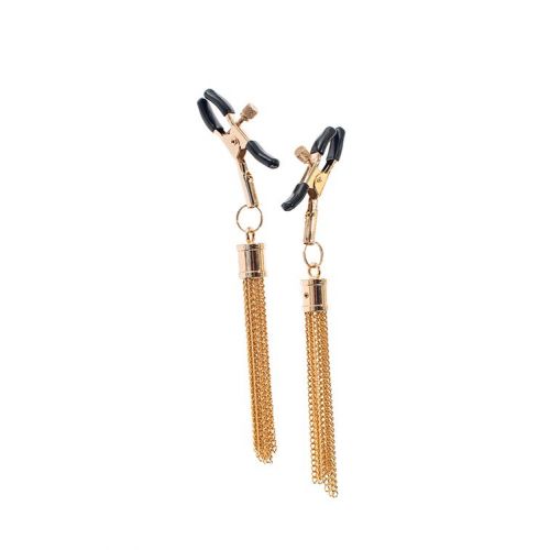 Золотистые зажимы для сосков PREMIUM NIPPLE CLAMPS WITH TASSLE