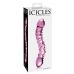 Розовый стеклянный двухголовый стимулятор Icicles №55 - 19,5 см.