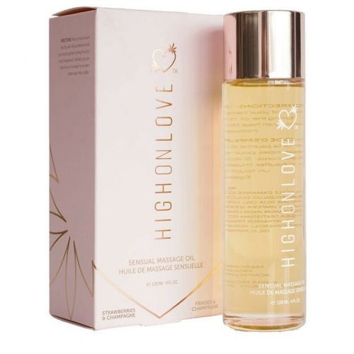 Массажное масло с ароматом клубники и шампанского High On Love Massage Oil Strawberries   Champagne - 120 мл.