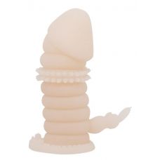 Телесная насадка на пенис со стимулятором клитора - 13 см.
