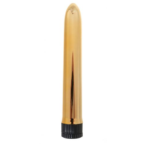 Золотистый классический вибратор - 18 см.