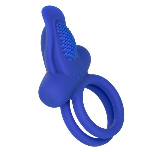 Синее перезаряжаемое эрекционное кольцо Silicone Rechargeable Dual Pleaser Enhancer