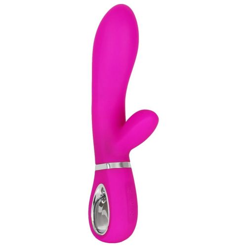 Лиловый вибратор с клиторальным отростком Super Soft Silicone Rabbit Vibrator - 20,2 см.
