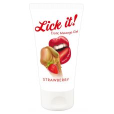 Лубрикант на водной основе Lick it! Strawberry с ароматом клубники - 50 мл.