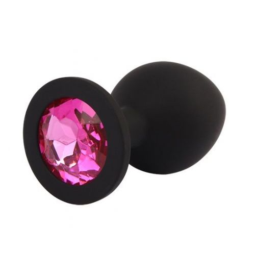 Черная анальная пробка с кристаллм Booty Fantasy Gem Plug M - 8 см.