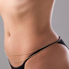 Стильная двойная золотистая цепочка на талию Стильная двойная золотистая цепочка на талию