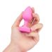 Розовый анальный плаг с кристаллом-сердцем Vibrating Heart Shape Jewel Plug S-M