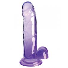 Фиолетовый фаллоимитатор с мошонкой на присоске 7’’ Cock with Balls - 20,3 см.