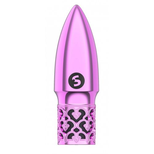 Розовая перезаряжаемая вибропуля Glitter - 6,8 см.