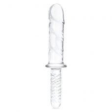 Стеклянный фаллоимитатор с рукоятью 11’’ Girthy Cock Double Ended With Handle - 28 см.