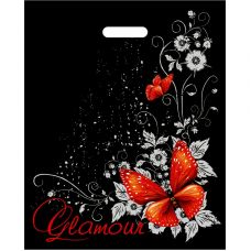 Черный пакет Glamour с вырубной ручкой (38х47 см)