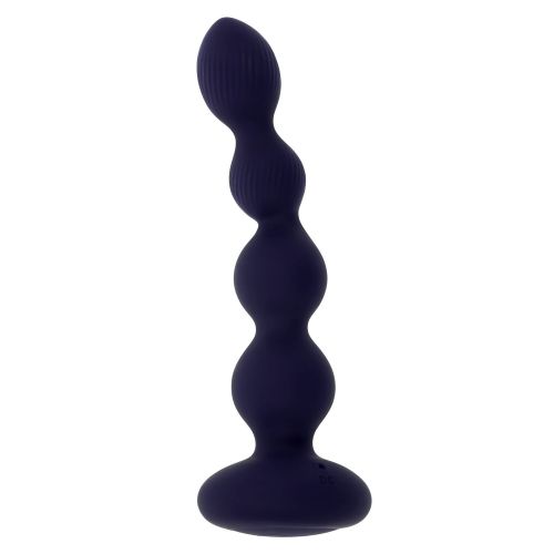 Фиолетовые анальные бусы с вибрацией и вращением Pleasure Orbit - 17,8 см.