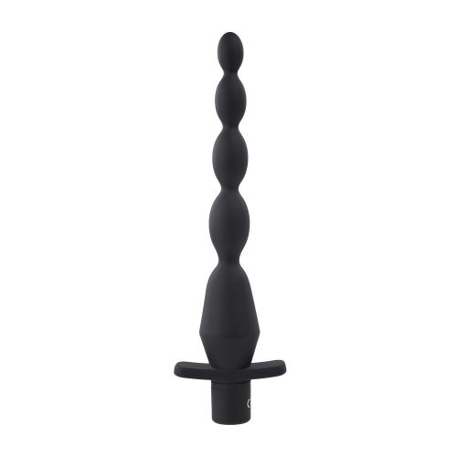 Черная анальная елочка с вибрацией Vibrating Butt Beads - 22 см.