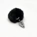 Серебристая анальная пробка с черным хвостиком Metal Anal Fluffly Twist Plug S