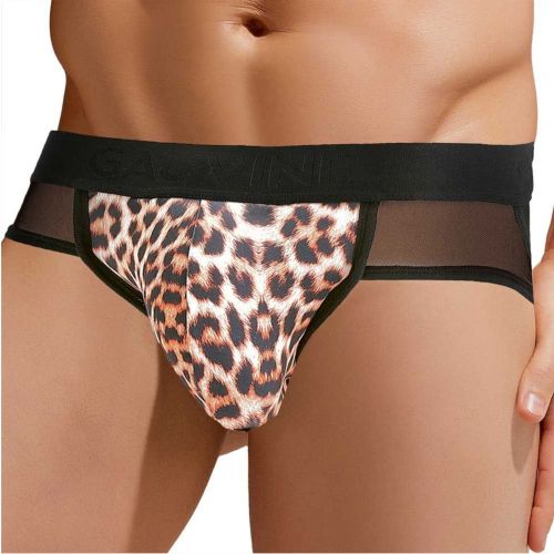 Сексуальные мужские трусы-джоки с леопардовой вставкой по центру Сексуальные мужские трусы-джоки с леопардовой вставкой по центру