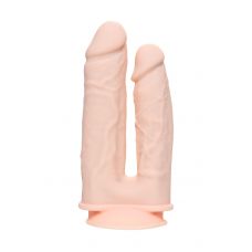 Телесный анально-вагинальный вибратор RealStick Silicone Jason M - 18 см.