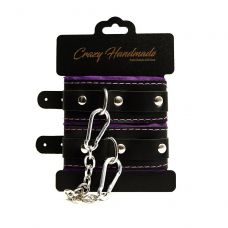 Черно-фиолетовые скругленные наручники с мягкой подкладкой