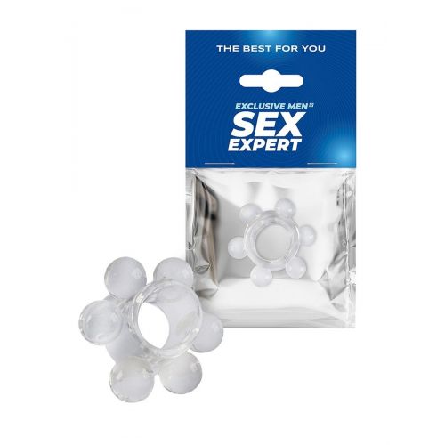 Прозрачное эрекционное кольцо с 6 стимулирующими шариками Прозрачное эрекционное кольцо с 6 стимулирующими шариками