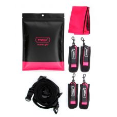 Черно-розовый эротический набор: фиксатор, оковы, наручники, повязка Черно-розовый эротический набор: фиксатор, оковы, наручники, повязка