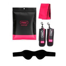 Черно-розовый эротический набор: маска, наручники и повязка Черно-розовый эротический набор: маска, наручники и повязка